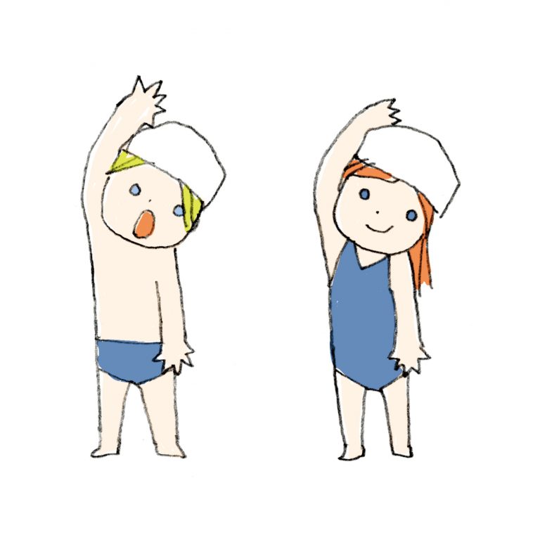 Boy And Girl Stretch 女の子と男の子とスポーツとカットと水泳のイラスト イラストレーター検索 Illustrator E Space