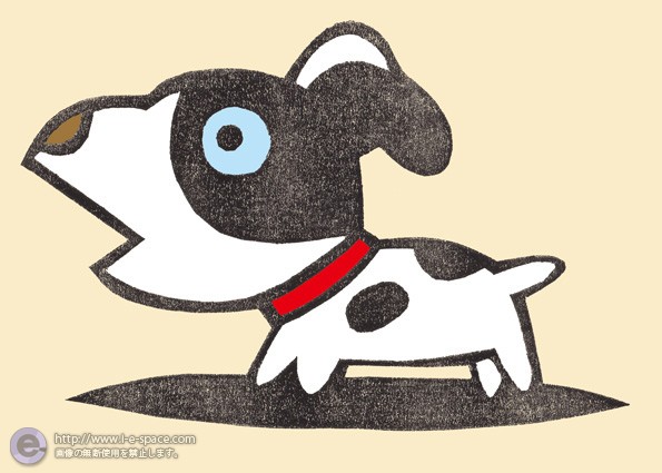 ポチ リノリウム版画と犬の版画と雑種の犬の子とおとうとのイラスト イラストレーター検索 Illustrator E Space